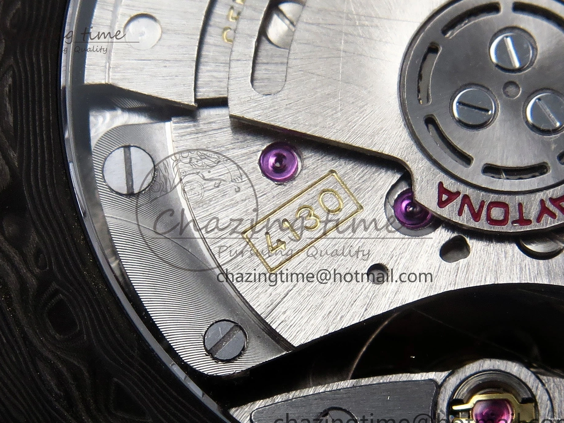 MiroTime 0513 Refined Daytona DIW Carbon Case DIWF Edition Black White Dial Orange Diamonds Bezel on White Nylon Strap A 1668